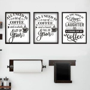3 Framed‎ coffee and Jesus photos 8x10